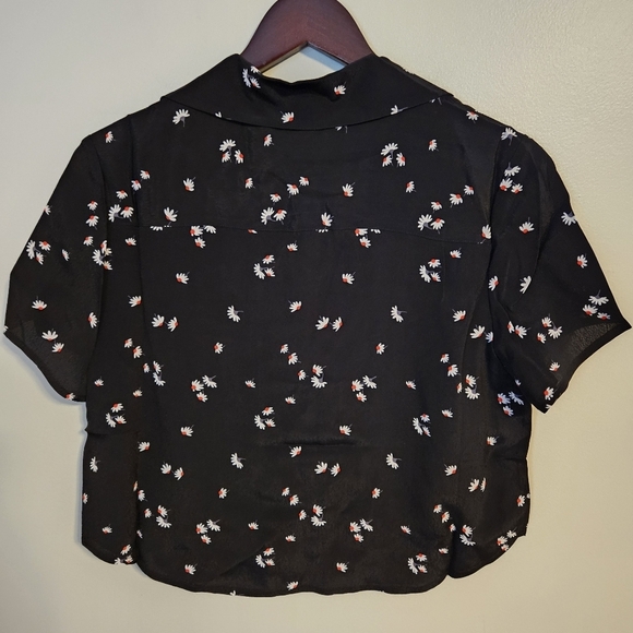 Thakoon Shirt Button Down Cropped Short Sleeve BP Black Daisy Blouse Casual - Picture 4 of 10